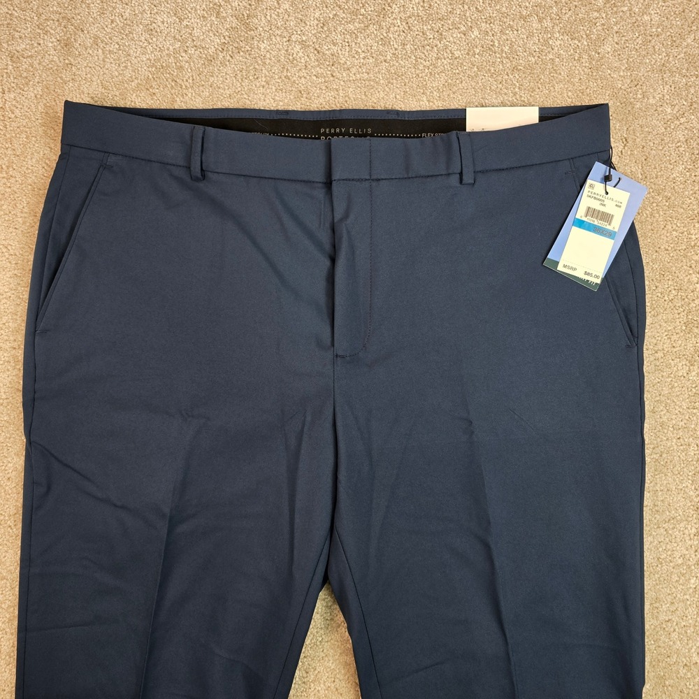 Perry Ellis Portfolio Mens Dress Pants Skinny Fit Ink Navy Blue 36x29 5KFB0005